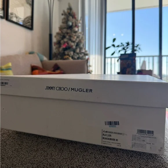 New JIMMY CHOO x Mugler over-the-knee sock boots 37.5 - Picture 16 of 16